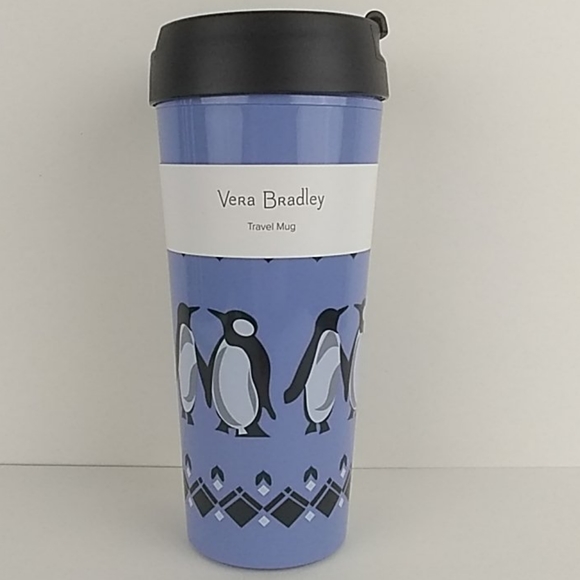 Vera Bradley Other - Vera Bradley Intarsia Blue Penguins Travel Mug New